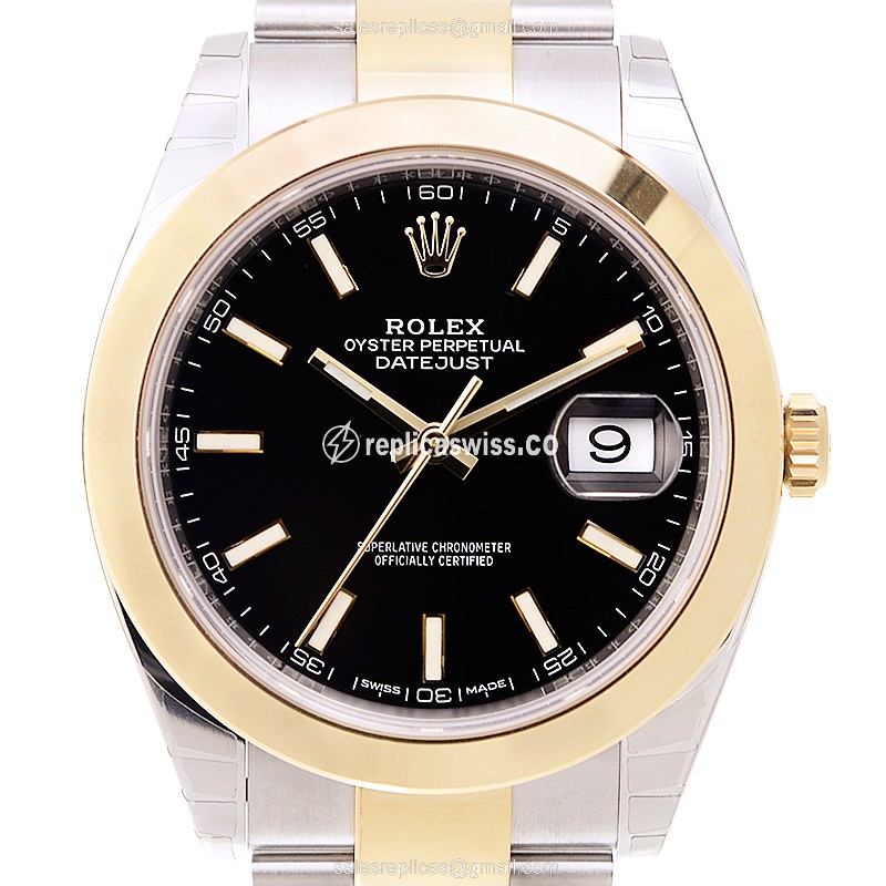 Exquisite Rolex 126303-0013 DATEJUST Replica in 18kt Gold & Black Dial, Automatic Movement Watch