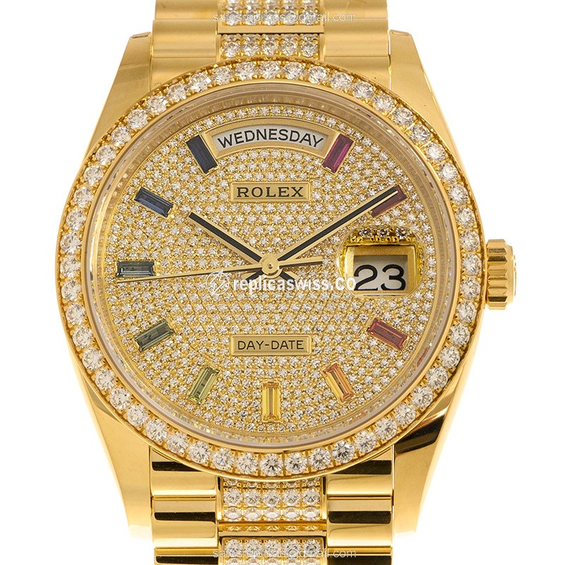 Exquisite Rolex 128348RBR-0031 Replica, Automatic Movement, 18kt Gold Case, Polished Bezel Watch