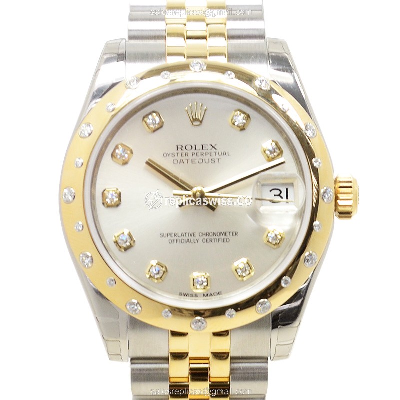 Exquisite Rolex 178343GSV Lady Datejust Replica with Automatic Movement Polished Silver Dial