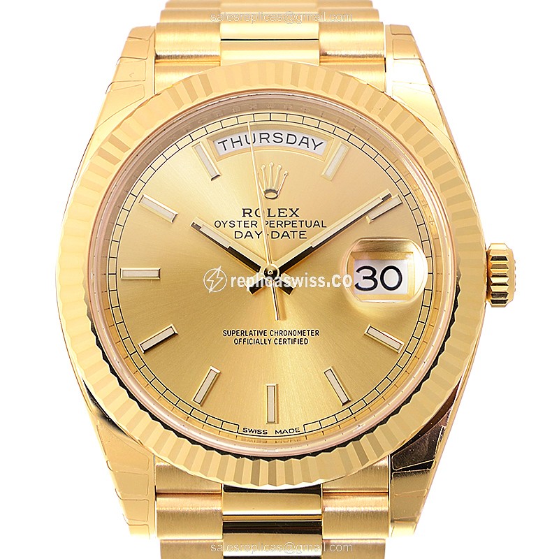 Exquisite Rolex 228238-0003 DAY-DATE Replica in 18kt Gold, Automatic Movement & Gold Bracelet Watch