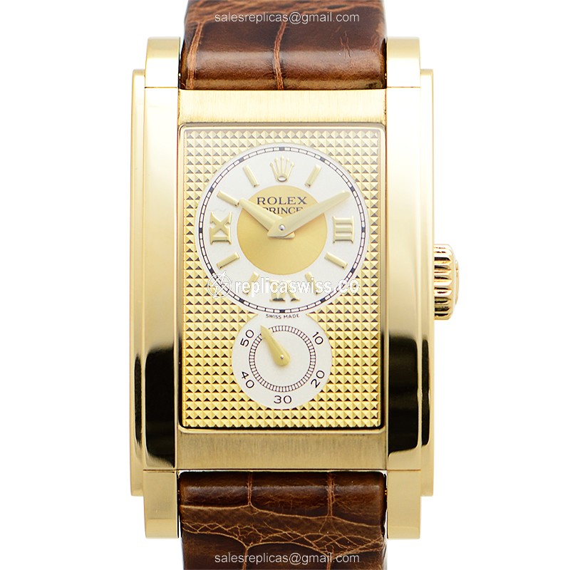 Exquisite Rolex Cellini Replica in 18kt Gold Case with Manual Wind Movement Watch