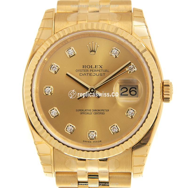 Exquisite Rolex Datejust 116238GCH_J Replica in 18kt Yellow Gold, Automatic Movement & Polished