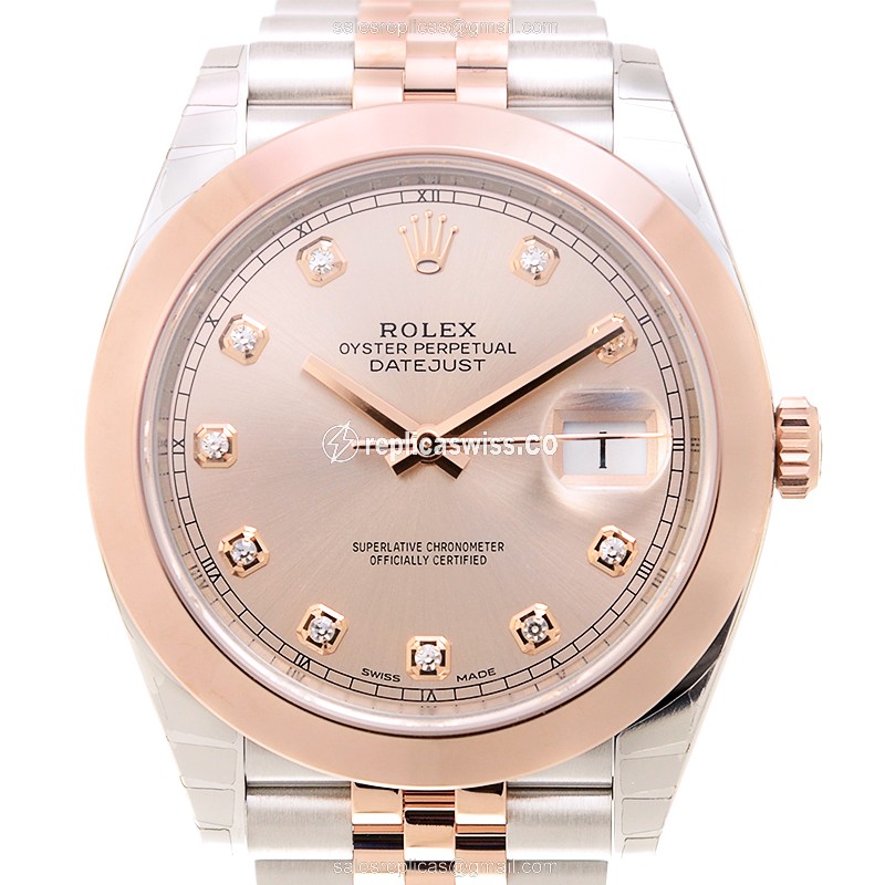 Exquisite Rolex Datejust 126301-0008 Replica in 18kt Steel Rose Gold with Pink Dial and