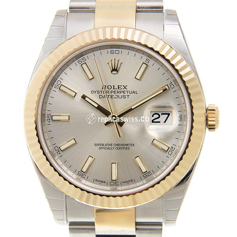 Exquisite Rolex DATEJUST 126333-0001 Replica in 18kt Gold & Steel, Automatic Movement & Silver Dial