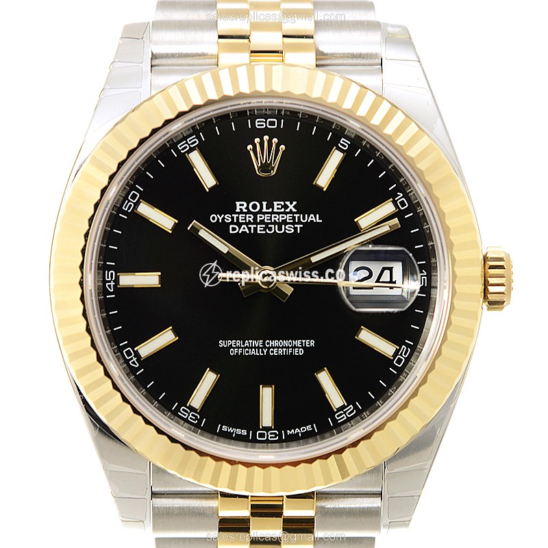 Exquisite Rolex DATEJUST 126333-0014 Replica | Automatic | 18kt Gold Case & Black Dial Watch