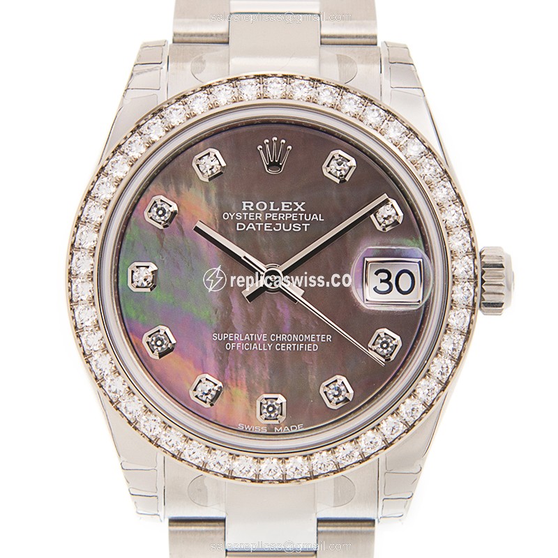 Exquisite Rolex Datejust 178384NGBK_O Replica in 18kt White Gold, Automatic Movement, Black