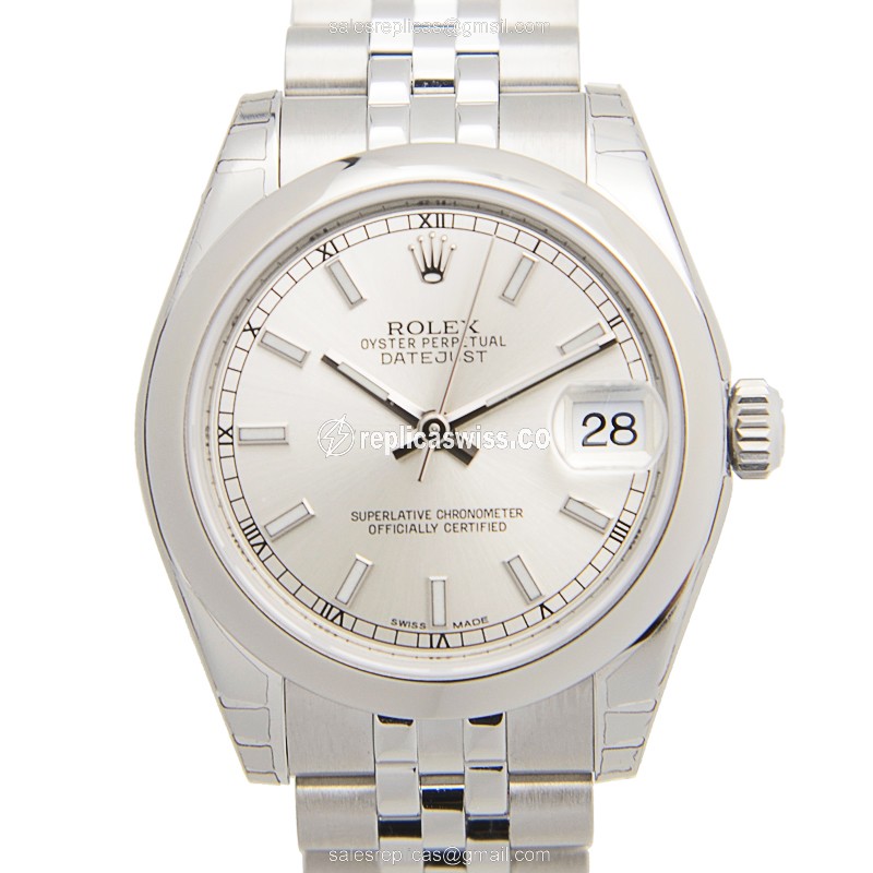 Exquisite Rolex Datejust Lady Replica in Stainless Steel with Silver Dial & Automatic Movement Watch