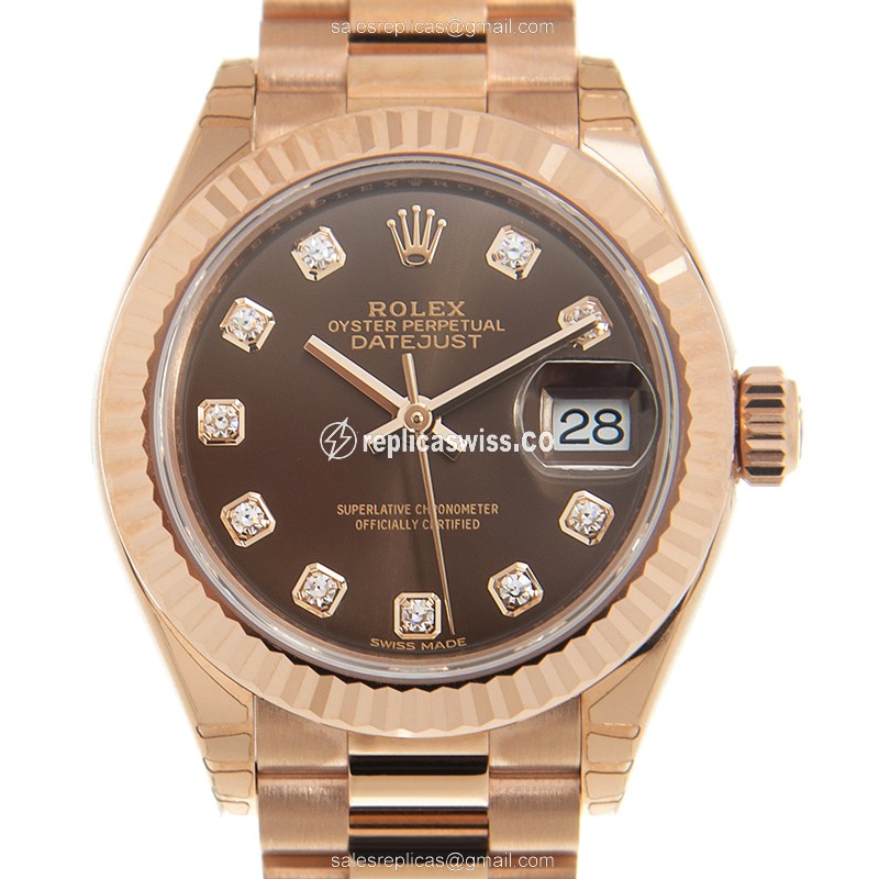 Exquisite Rolex Datejust Replica in 18kt Gold, Automatic Movement & Rich Brown Dial Watch