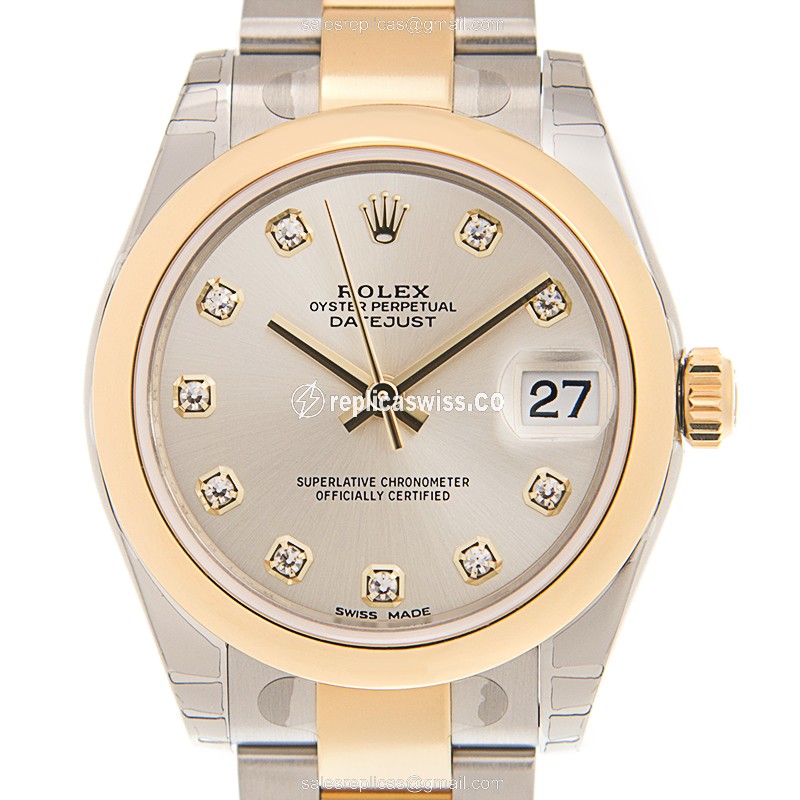 Exquisite Rolex Datejust Replica in 18kt Gold Case, Automatic Movement & Silver Dial Watch