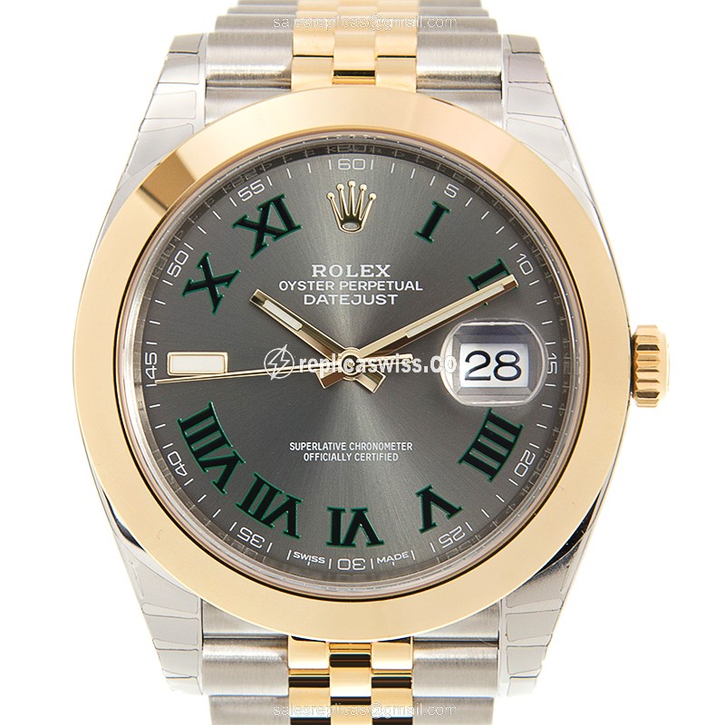 Exquisite Rolex DATEJUST Replica in 18kt Gold Steel Case & Automatic Movement with Gray Dial Watch