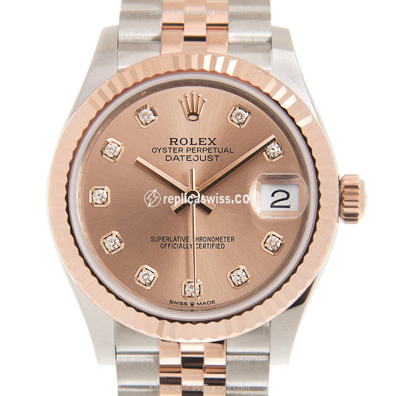 Exquisite Rolex DATEJUST Replica in 18kt Pink Gold with Automatic Movement Polished Steel Case