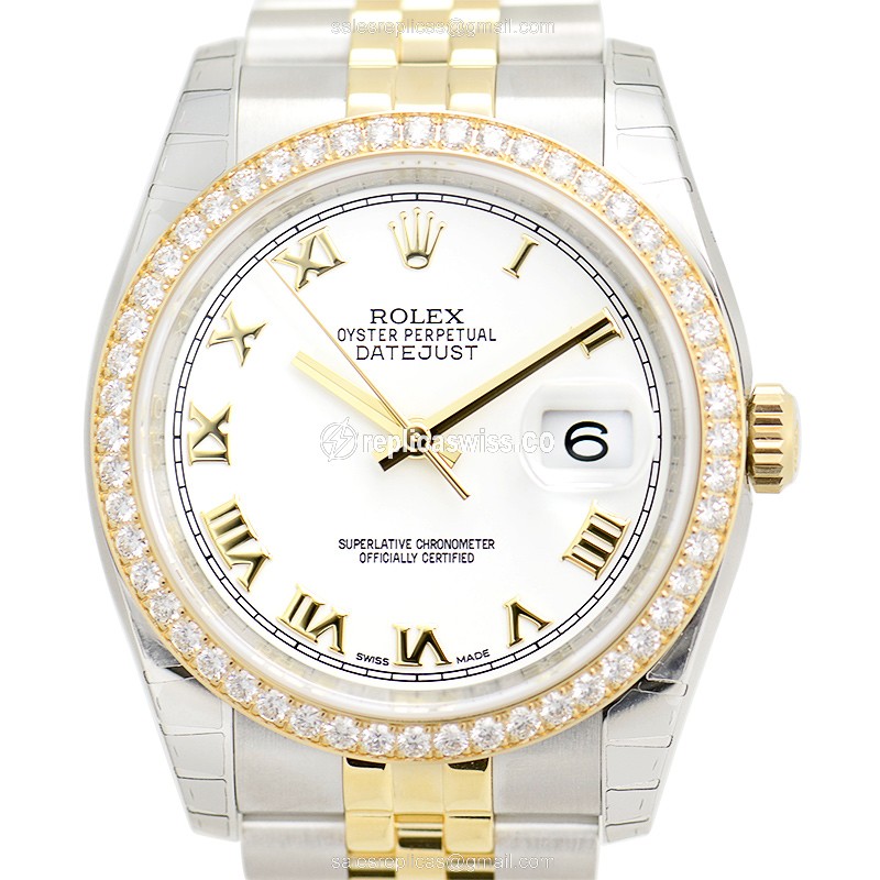 Exquisite Rolex Datejust Replica in 18kt Steel & Gold Case with White Dial & Automatic Movement