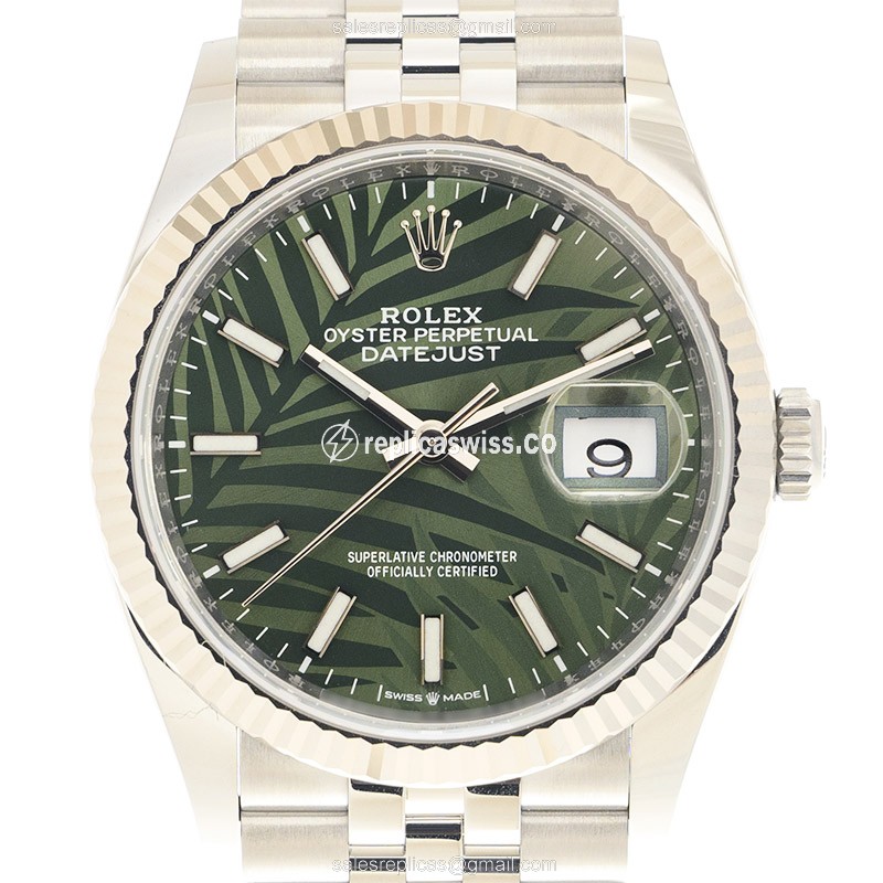 Exquisite Rolex DATEJUST Replica in 18kt Steel & Green Dial, Automatic Movement Watch