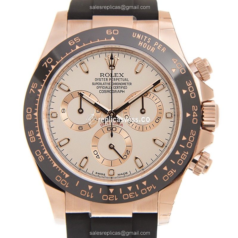 Exquisite Rolex Daytona 116515LN-0019 Replica in 18kt Rose Gold & Ivory Dial, Automatic Movement