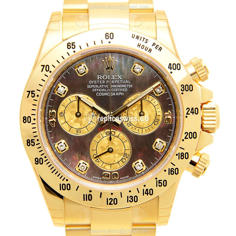 Exquisite Rolex Daytona Replica in 18kt Gold with Black Dial Automatic Movement Watch