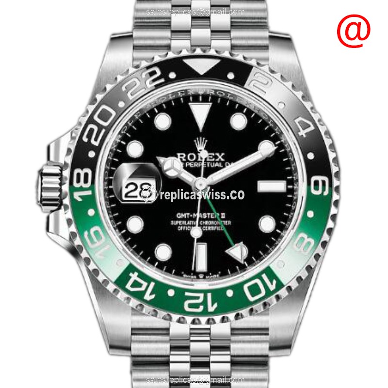 Exquisite Rolex GMT-MASTER II Automatic Steel Case, Black Dial & Silver Band Replica Watch