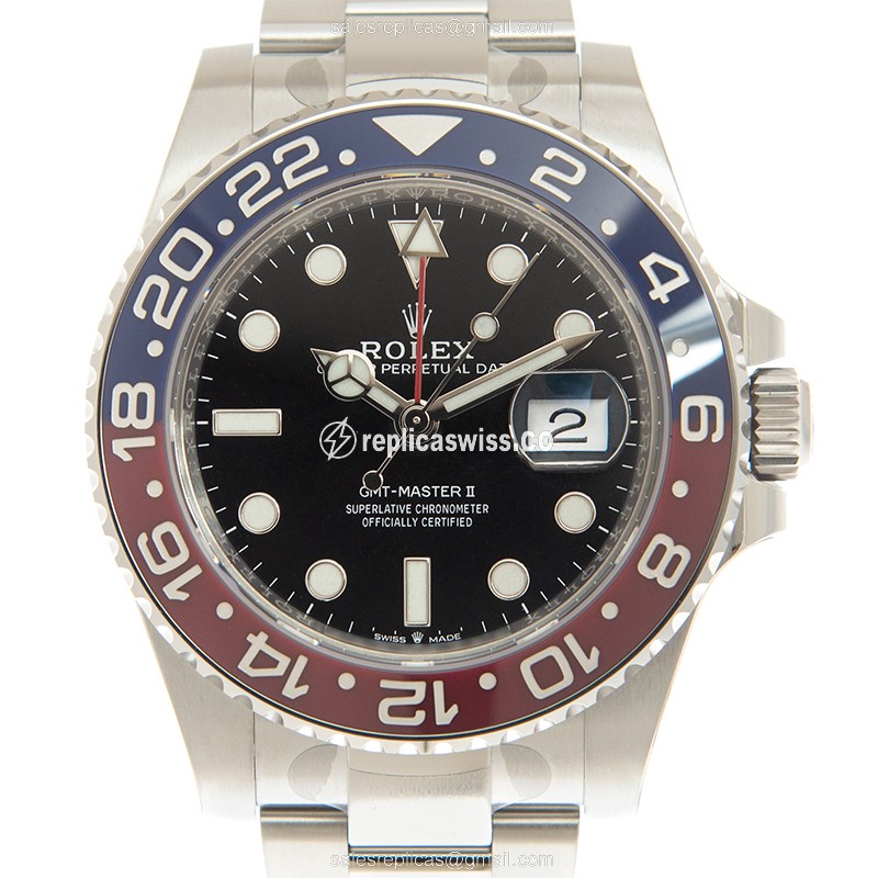 Exquisite Rolex GMT-MASTER II Replica in Black Dial & Stainless Steel Case, Automatic Movement Watch