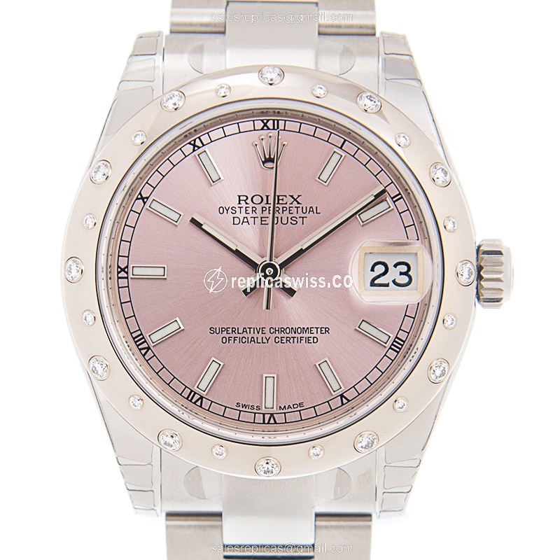 Exquisite Rolex Lady Datejust Replica in 18kt Pink Dial & Steel Case, Automatic Movement Watch