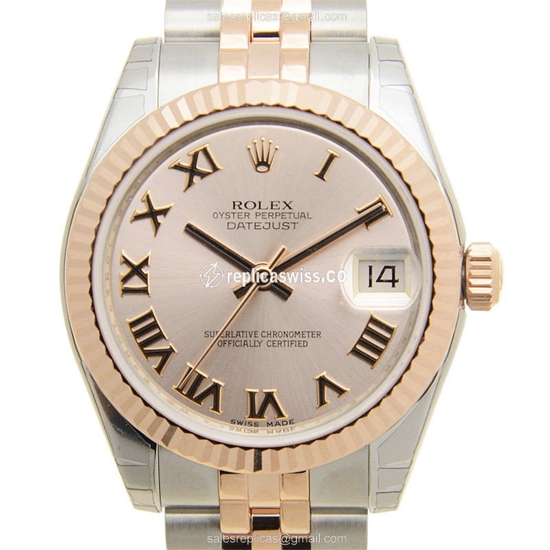 Exquisite Rolex Lady Datejust Replica in 18kt Pink Gold Case & Automatic Movement Watch