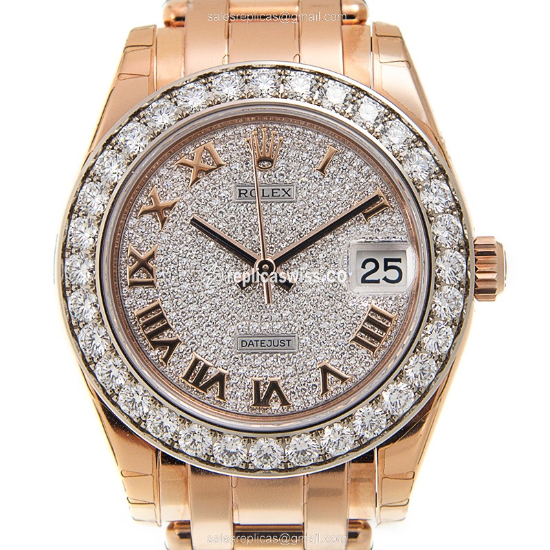 Exquisite Rolex Lady Datejust Replica in 18kt Rose Gold with Silver Dial & Automatic Movement Watch