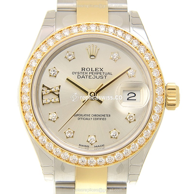 Exquisite Rolex Lady Datejust Replica in 18kt Steel Case & Silver Dial, Automatic Movement Watch