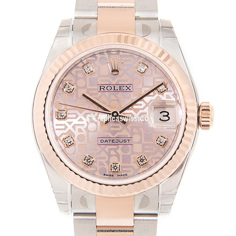Exquisite Rolex Lady Datejust Replica in 18kt Steel & Pink Dial, Automatic Movement Watch