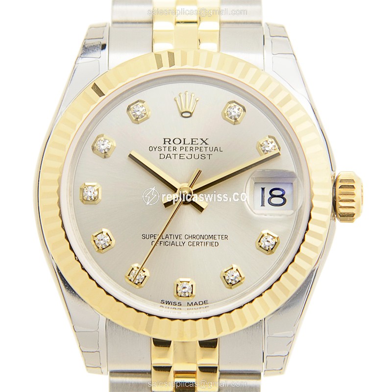 Exquisite Rolex Lady Datejust Replica in 18kt Steel & Silver Dial, Automatic Movement Watch