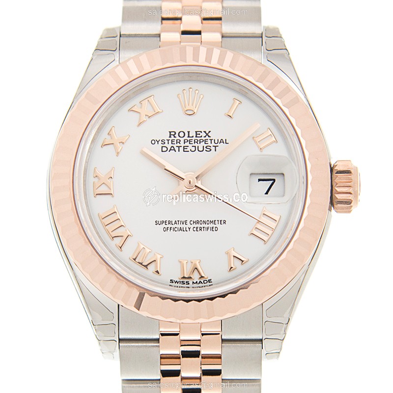 Exquisite Rolex Lady Datejust Replica in 18kt White Gold & Steel Case with Automatic Movement Watch