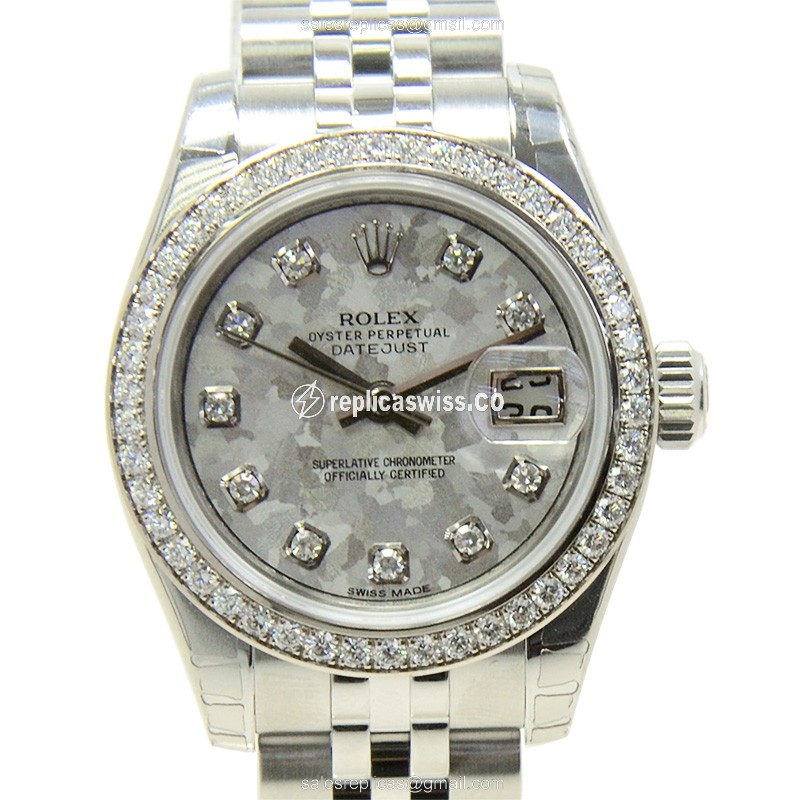 Exquisite Rolex Lady Datejust Replica in Gray Dial, Automatic Movement, Steel Strap Watch