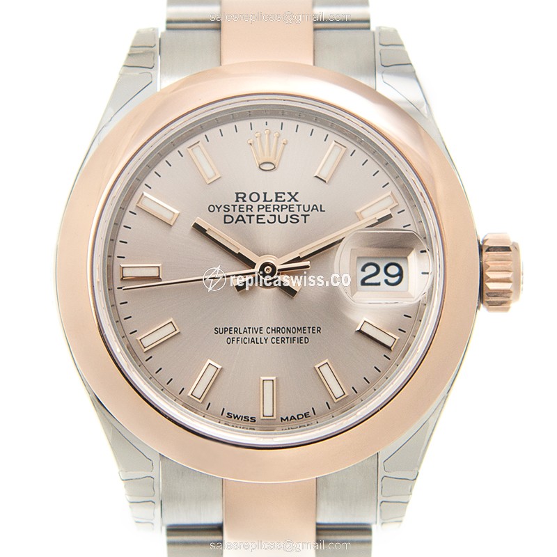 Exquisite Rolex Lady Datejust Replica in Pink Dial 18kt Steel, Automatic Movement Watch