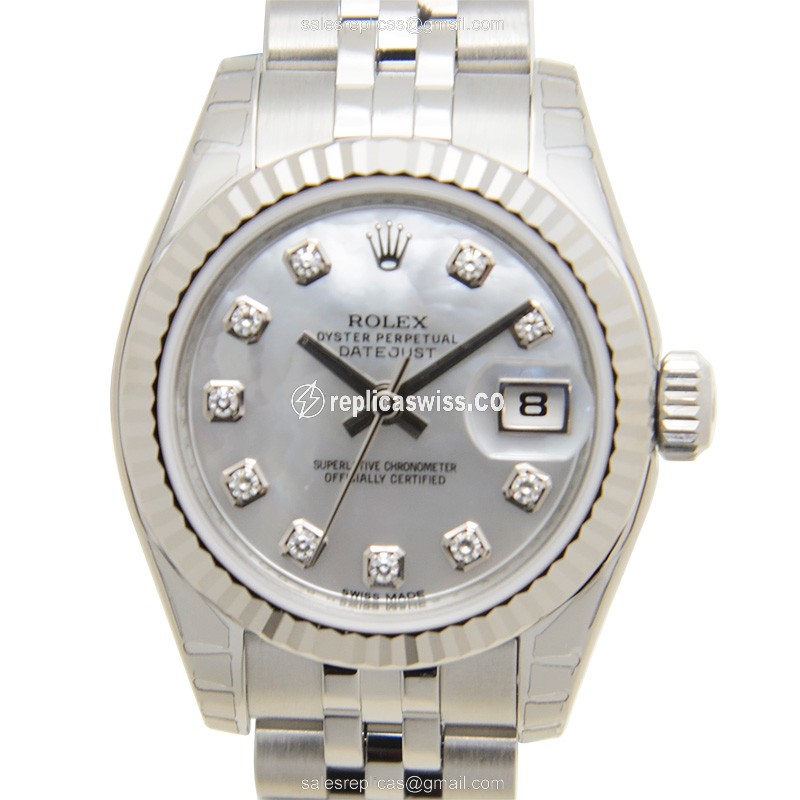 Exquisite Rolex Lady Datejust Replica in Silver Dial & Steel Case, Automatic Movement Watch