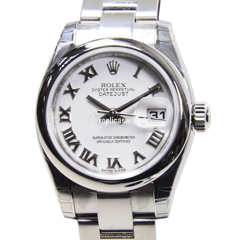 Exquisite Rolex Lady Datejust Replica in Stainless Steel & White Dial, Automatic Movement Watch