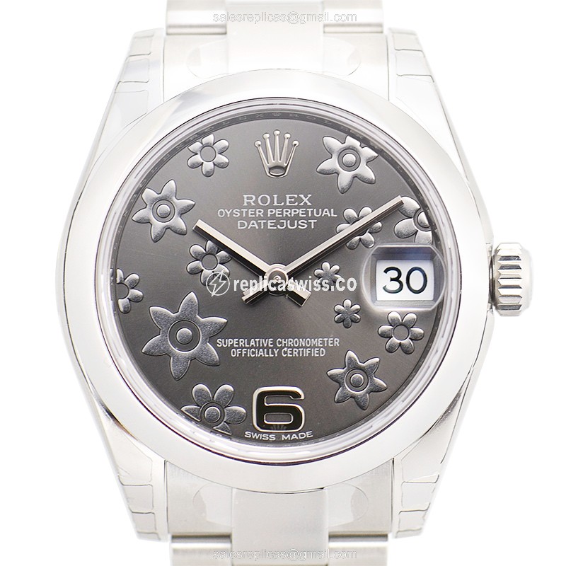 Exquisite Rolex Lady Datejust Replica in Stainless Steel with Automatic Movement Black Dial