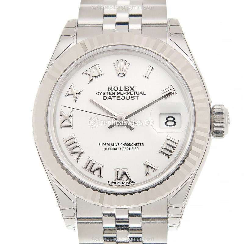 Exquisite Rolex Lady Datejust Replica in White Gold & Steel Case with Automatic Movement Watch