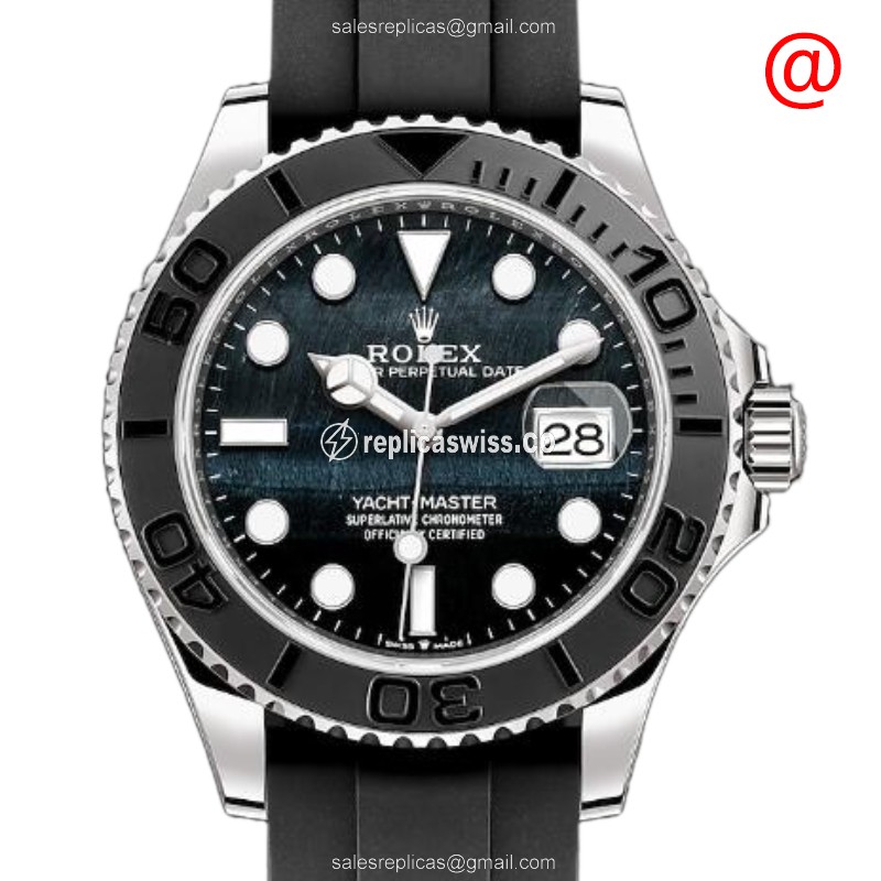 Exquisite Rolex Yacht Master Replica in 18kt Gold Case & Black Rubber Strap, Automatic Movement