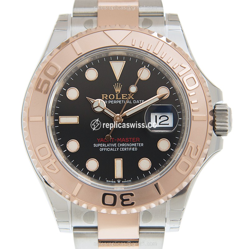 Exquisite Rolex Yacht Master Replica in Black Dial 18kt Steel Case with Automatic Movement Watch