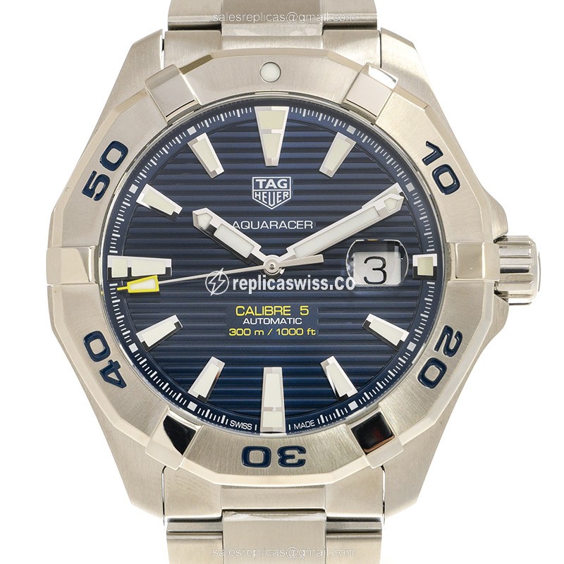 Exquisite Tag Heuer AQUARACER Replica in Stainless Steel with Automatic Movement Blue Dial Watch