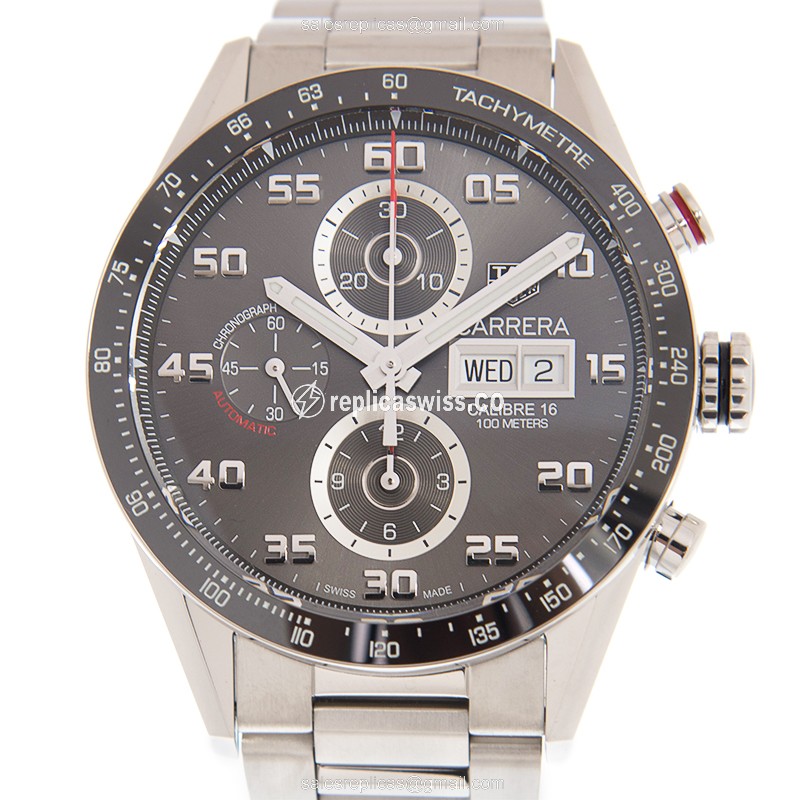 Exquisite Tag Heuer Carrera Replica in Gray Dial & Stainless Steel Case, Automatic Movement Watch