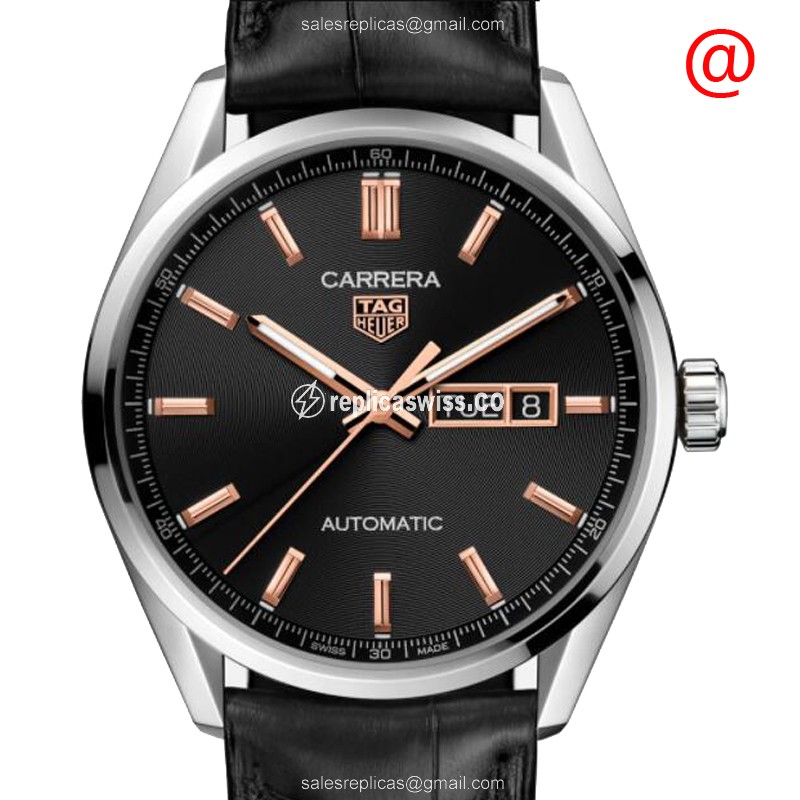 Exquisite Tag Heuer Carrera Replica in Stainless Steel, Automatic Movement & Black Dial, Alligator