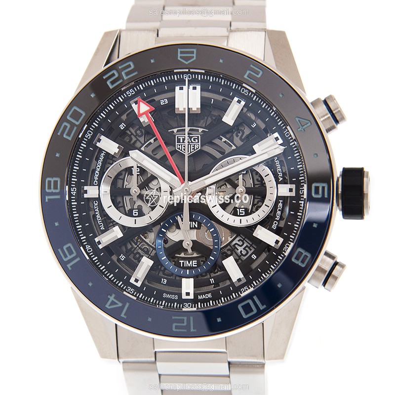 Exquisite TAG Heuer Carrera Replica in Stainless Steel with Automatic Movement & Black Dial Watch