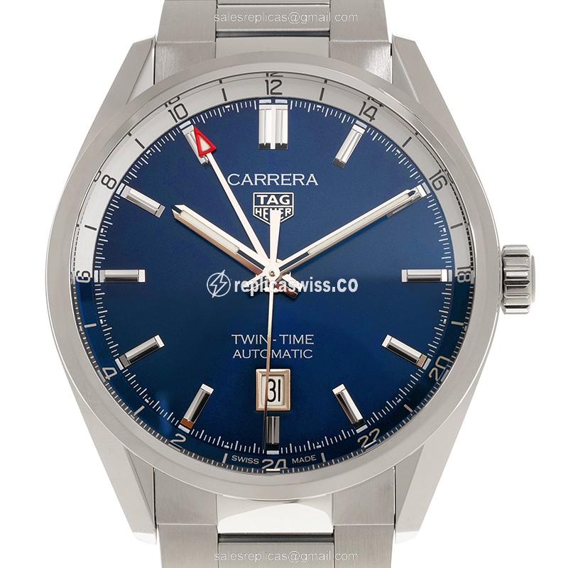 Exquisite Tag Heuer Carrera Replica in Stainless Steel with Automatic Movement Blue Dial Watch