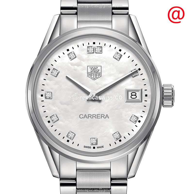 Exquisite Tag Heuer Carrera Replica with White Dial Stainless Steel Case & Quartz Movement Watch