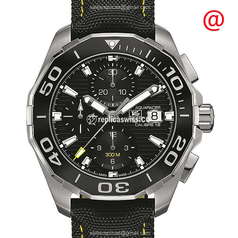 Exquisite Tag Heuer CAY211A.FC6361 Aquaracer Automatic Steel Case, Black Canvas Band Sapphire