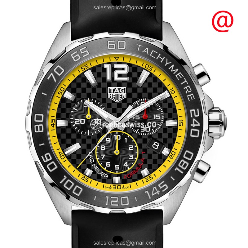 Exquisite Tag Heuer CAZ101AC.FT8024 F1 Quartz Replica, Black Dial & Steel Case, Rubber Strap Watch