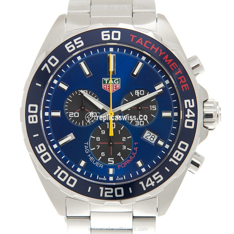 Exquisite Tag Heuer F1 Replica in Blue Dial Steel Case, Quartz Movement, Silver Strap Watch