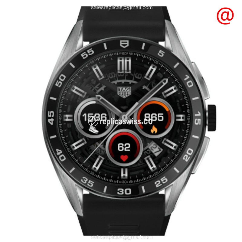 Exquisite Tag Heuer SRB8A10.BT6259 Smart Watch Replica | Black Dial, Stainless Steel Case, Rubber