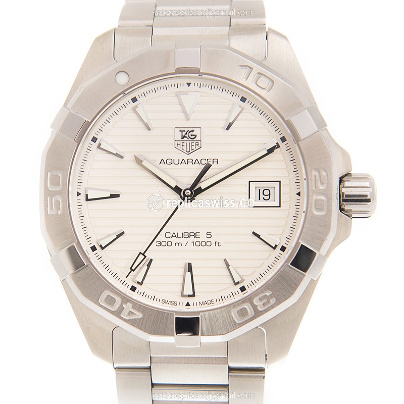 Exquisite Tag Heuer WAY2111-BA0910 Replica Watch | White Dial & Automatic Movement | Silver Steel