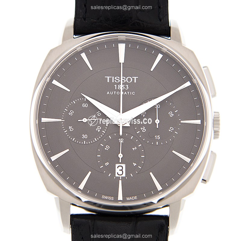 Exquisite Tissot T-Classic Automatic Replica in Stainless Steel & Black Leather Band Watch