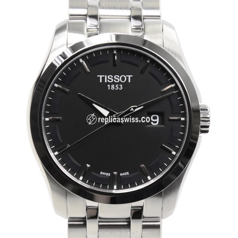 Exquisite Tissot T-Classic Replica in Stainless Steel, Black Dial & Silver Clasp, Quartz Movement