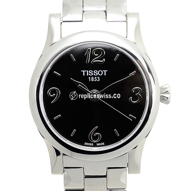 Exquisite Tissot T-CLASSIC Replica Watch with Black Dial Stainless Steel Case